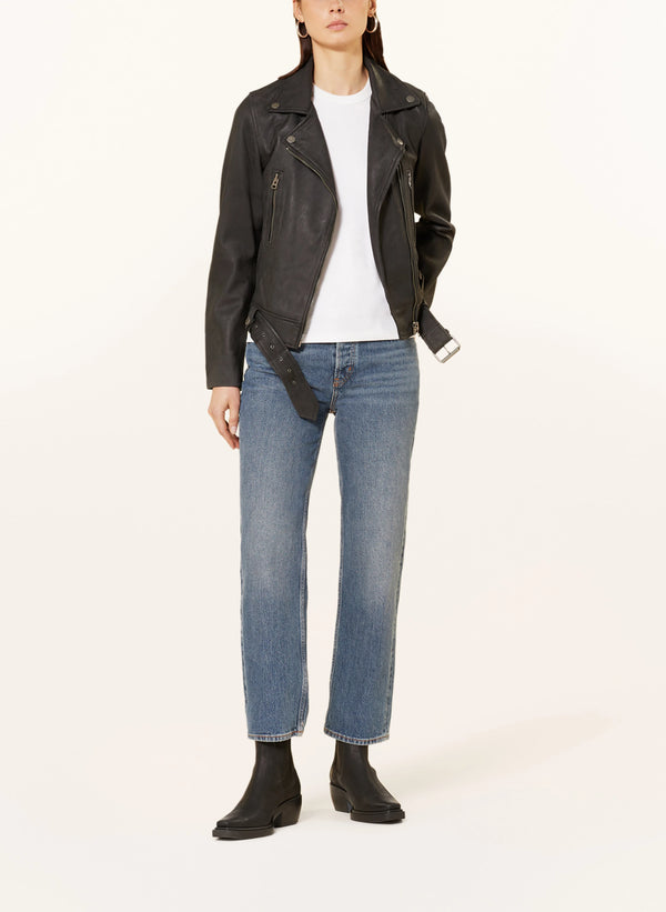 Almina Leather Jacket Slate Black