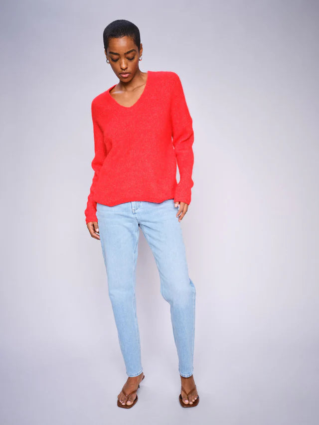 Thora V Neck Knit Red