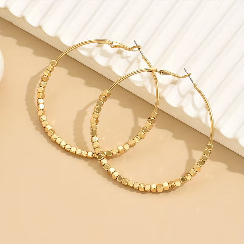 Gold Beaded Hoop