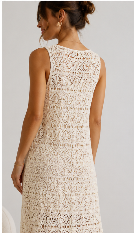 NICE THINGS CROCHET DRESS CREAM / DESIGNER CLOTHING GALLERY NZ