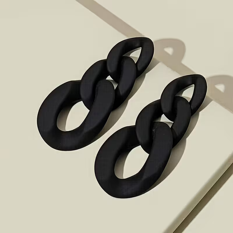 Black Resin Chain Link Earring