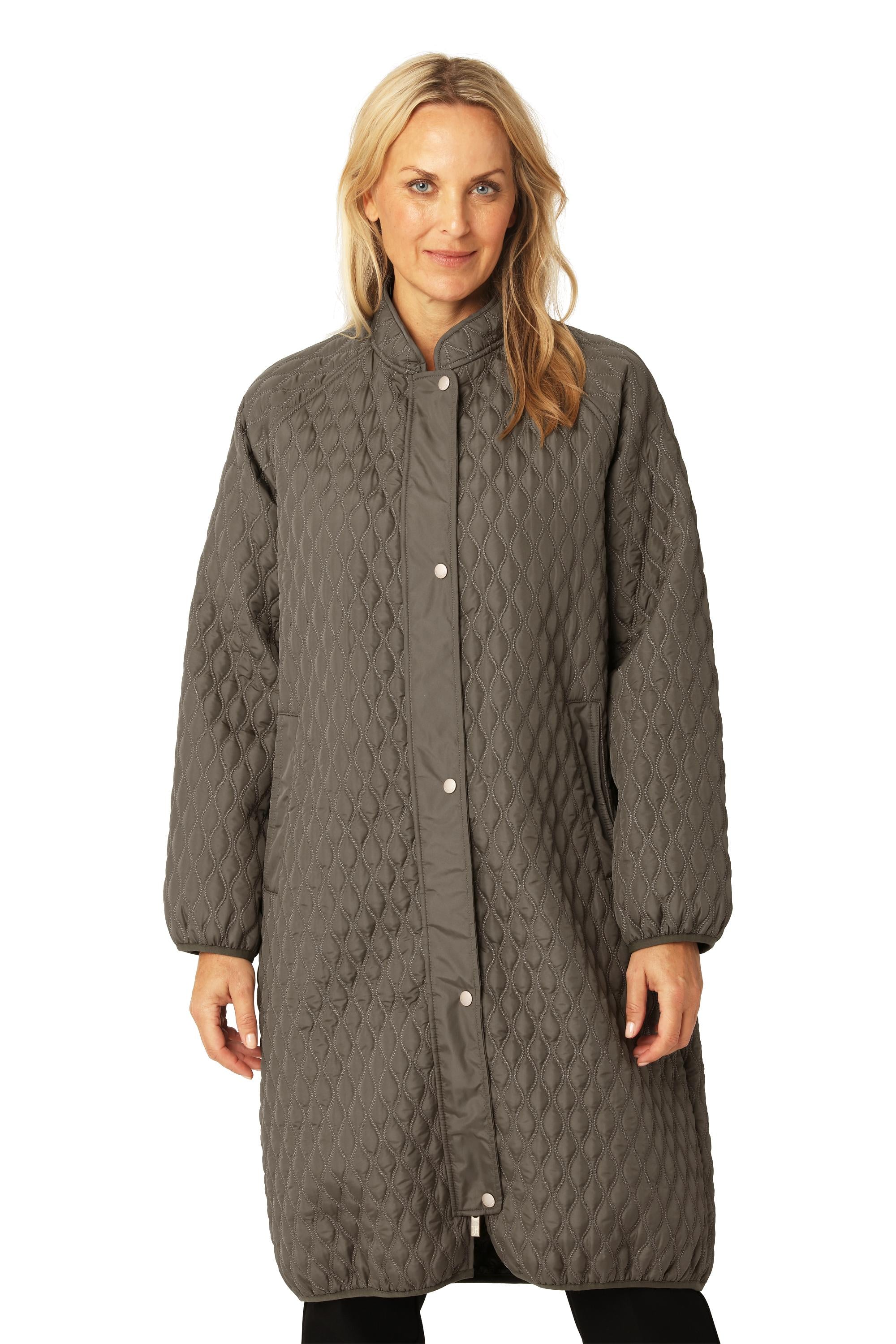 LONG QUILT COAT GREEN
