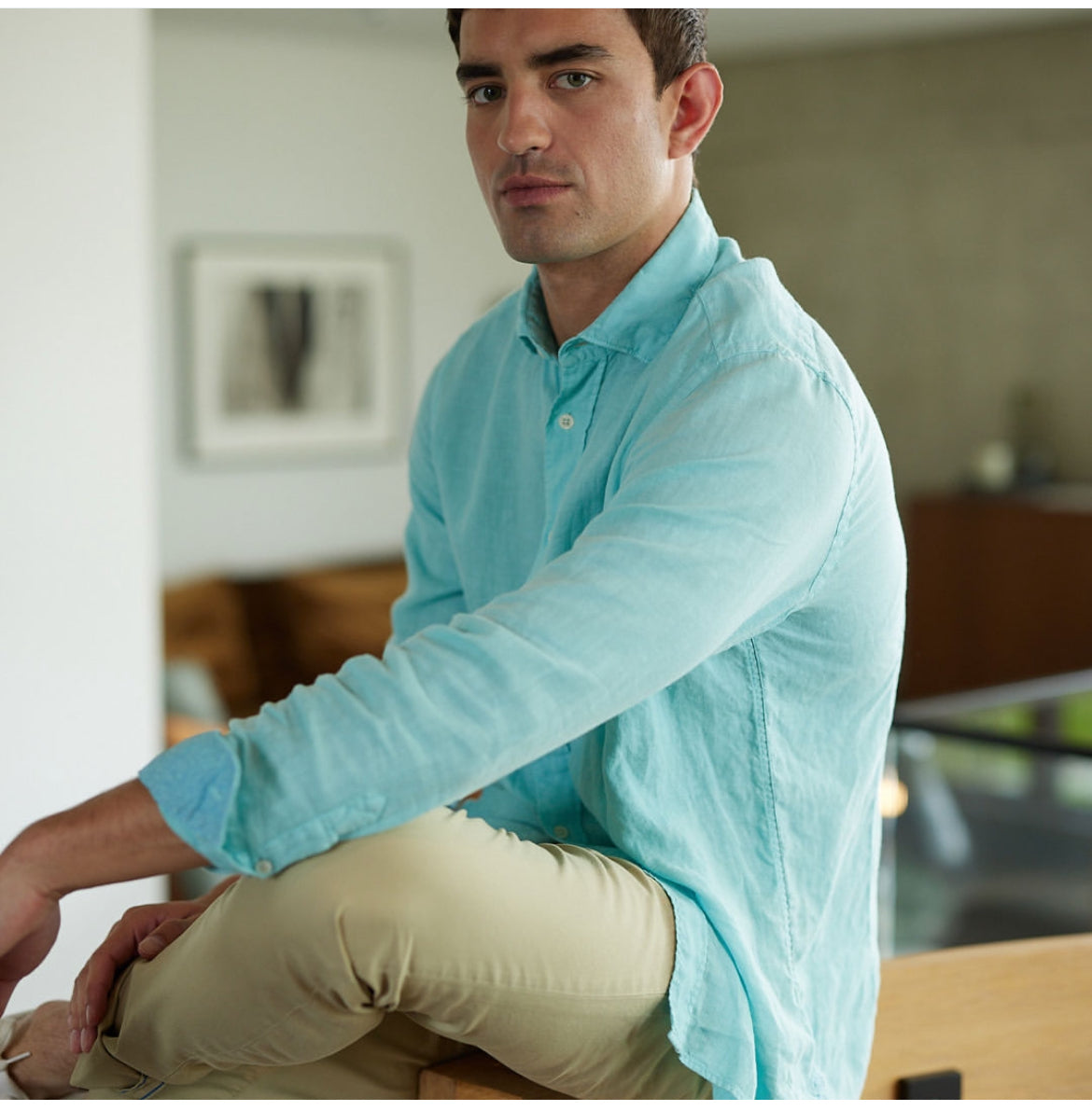 Fil Noir Men's Shirt Aqua Designer Clothing Gallery Greytown