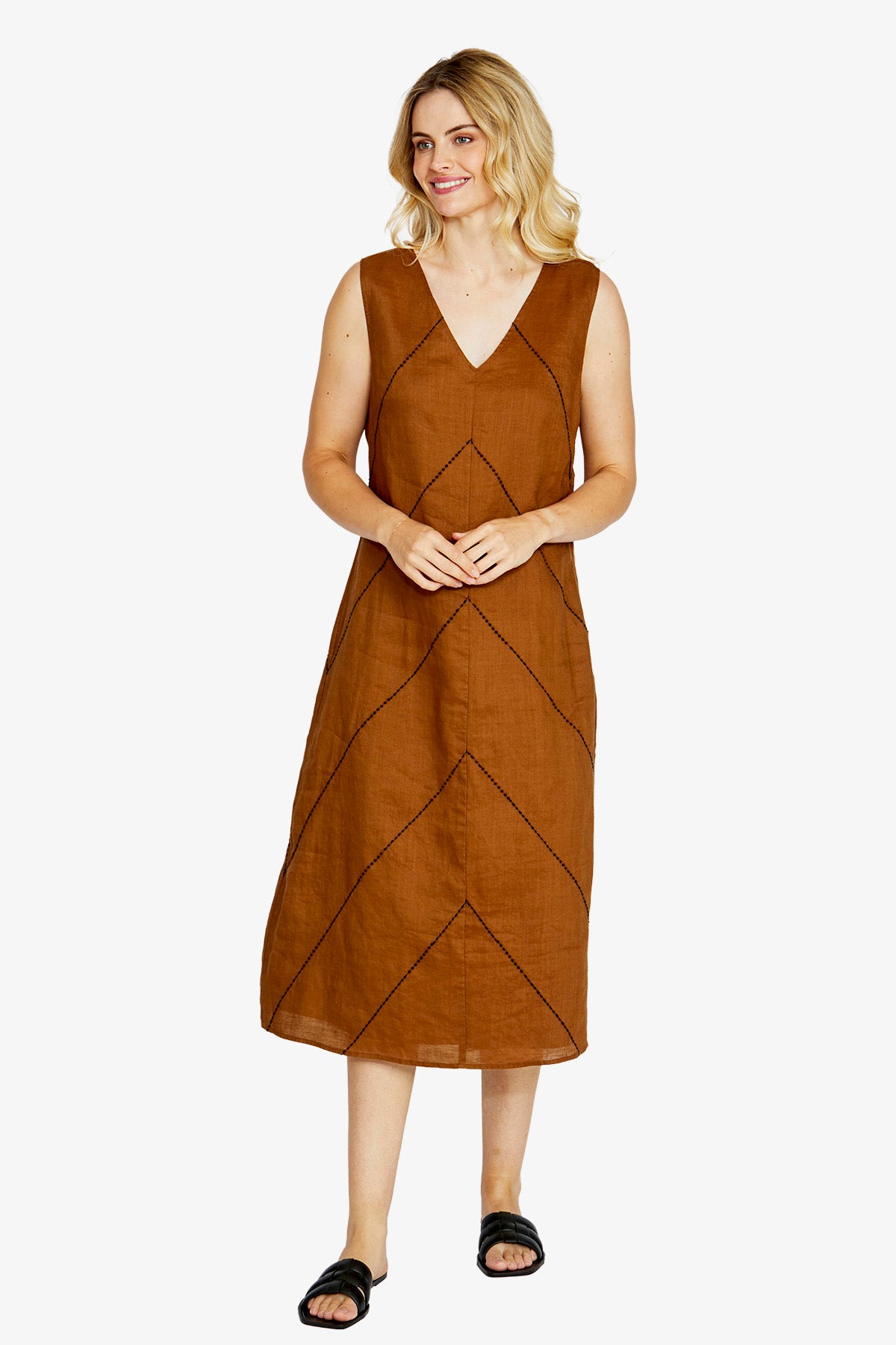 PING PONG COFFEE BROWN DRESS / DESIGNER COTHING GALLERY NZ