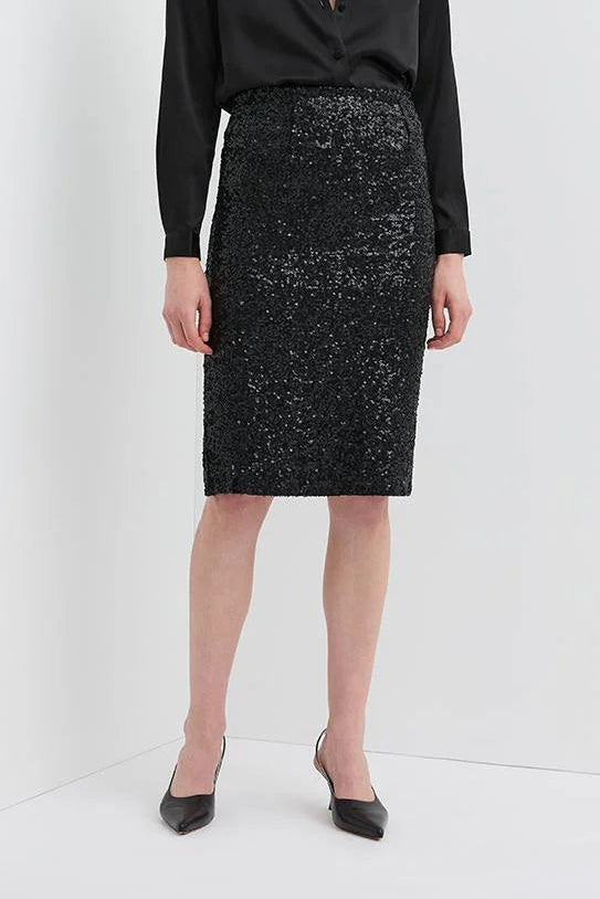 Sequin Pencil Skirt Black