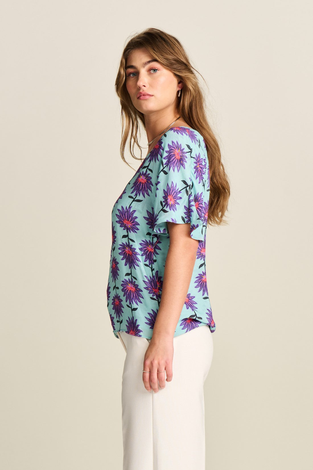 Top Georgie Flower Acqua