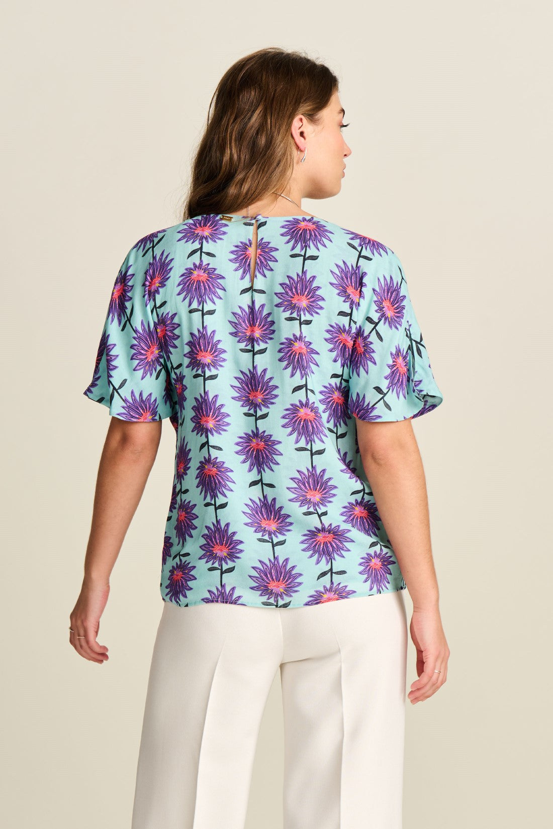 Top Georgie Flower Acqua