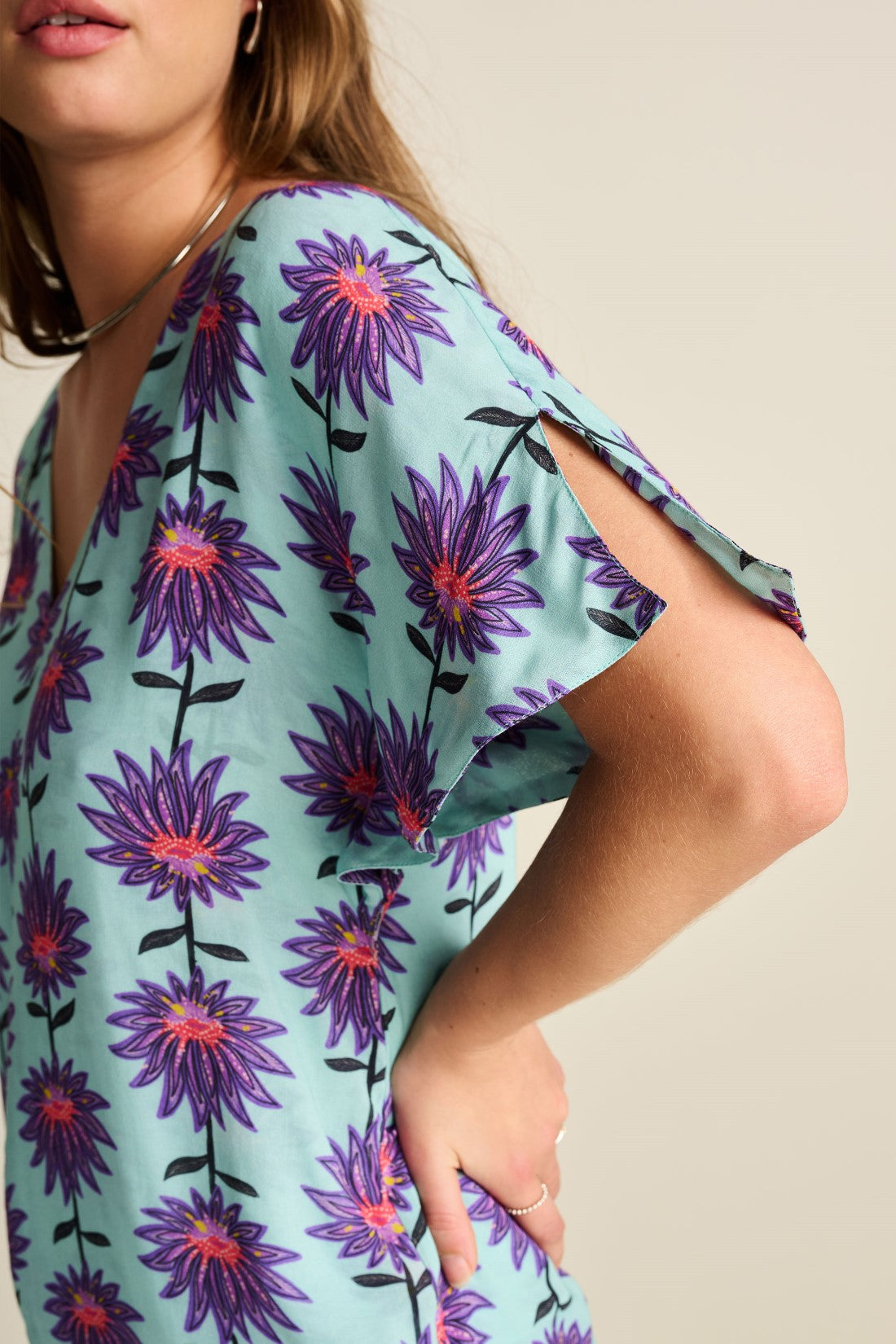 Top Georgie Flower Acqua