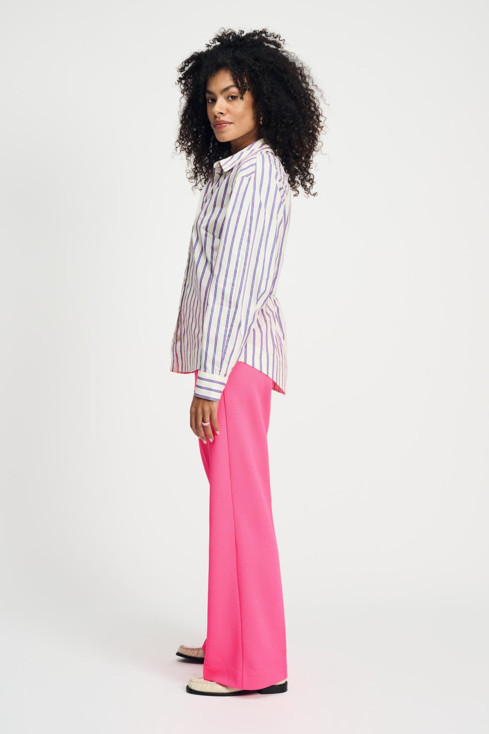 Stripes Poplin Cream Blouse