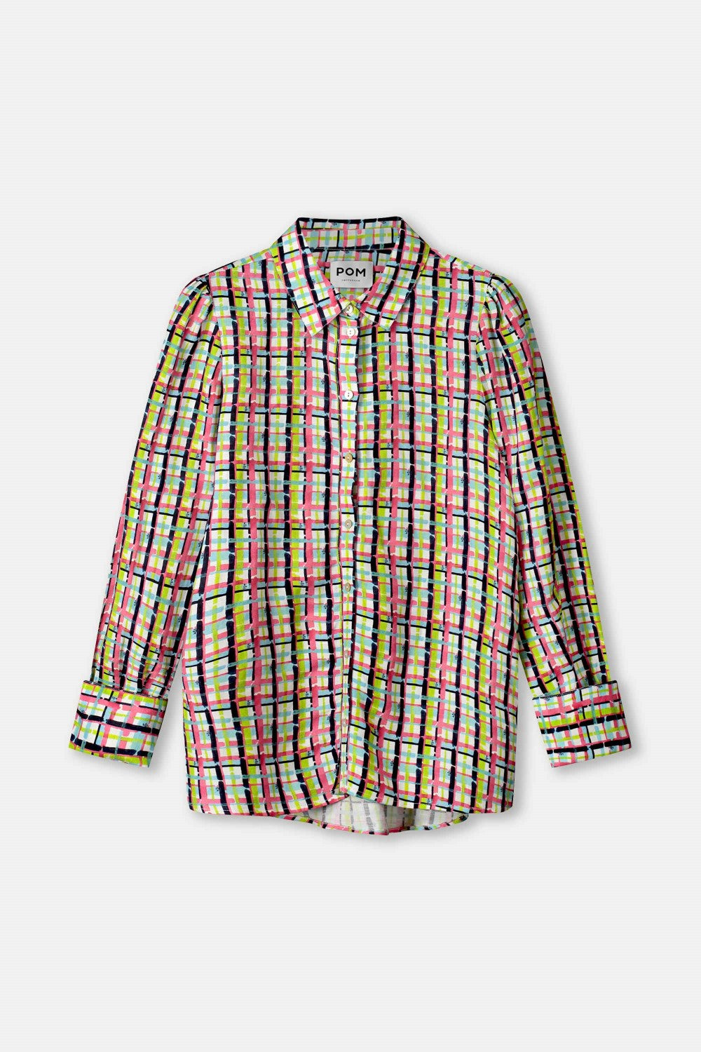 Brushwork Check Linen Blouse