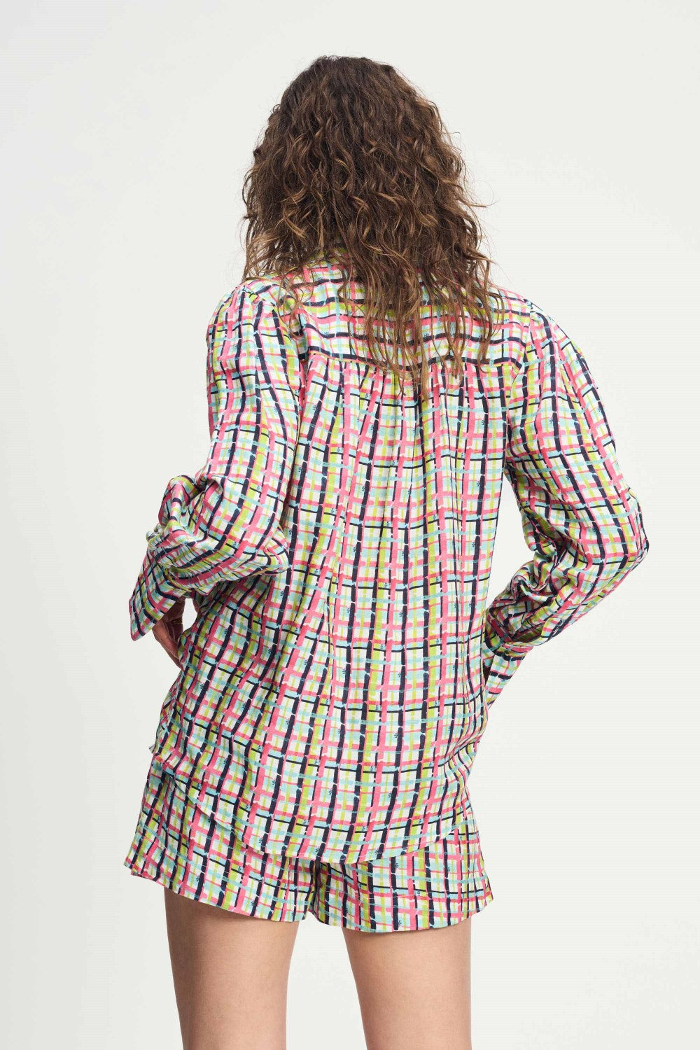Brushwork Check Linen Blouse
