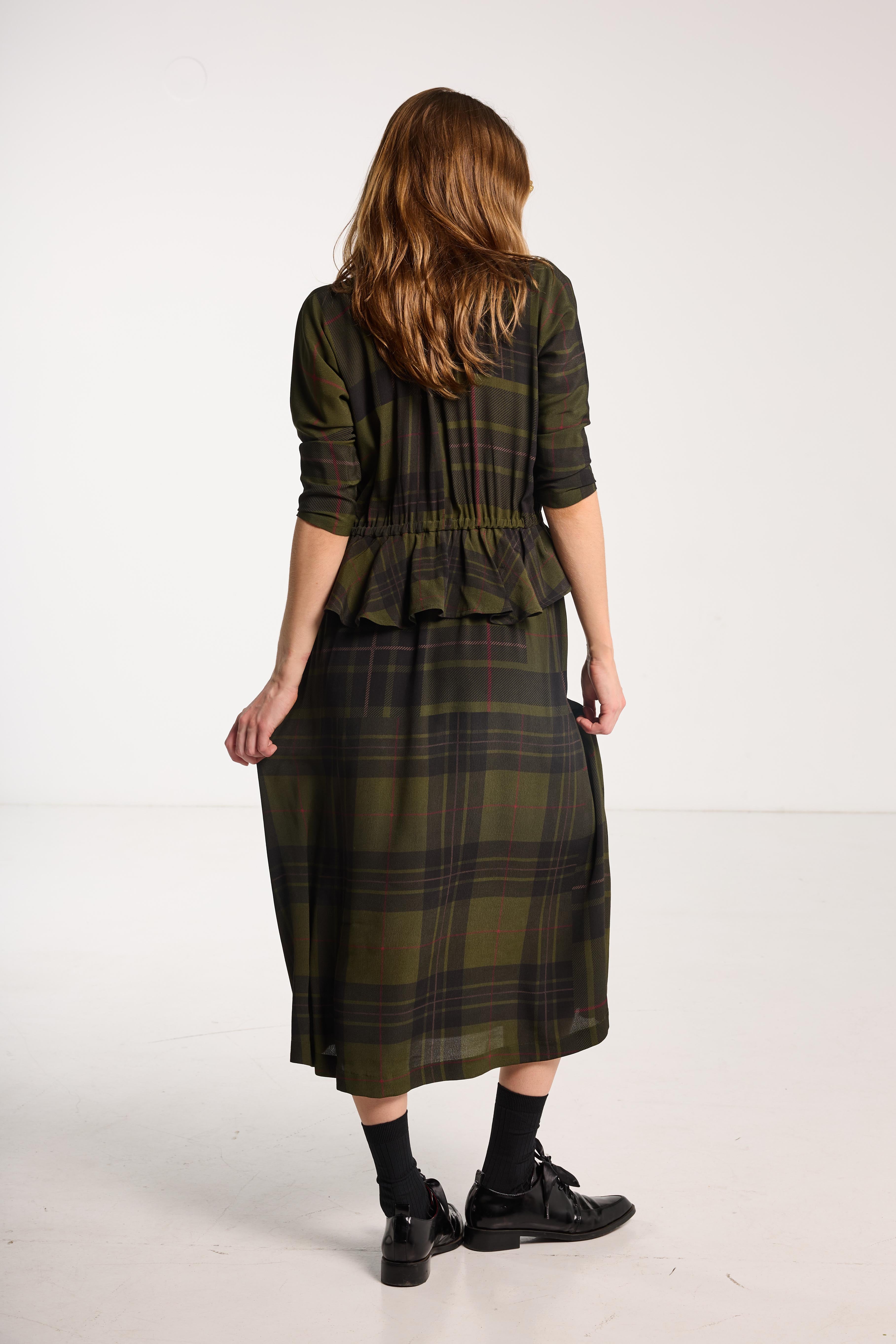 Valentine Dress Forest Green Check