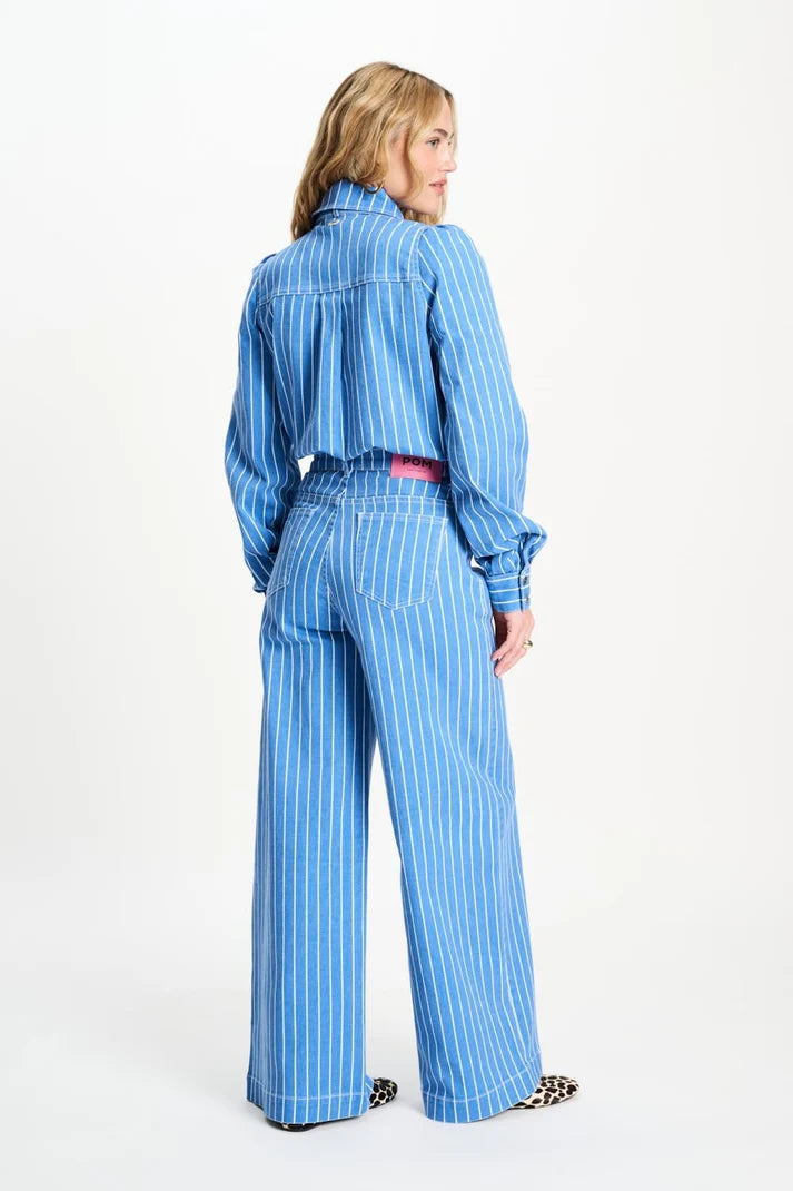 POM AMSTERDAM BLUE STRIPE BLOUSE / DESIGNER CLOTHING GALLERY NZ