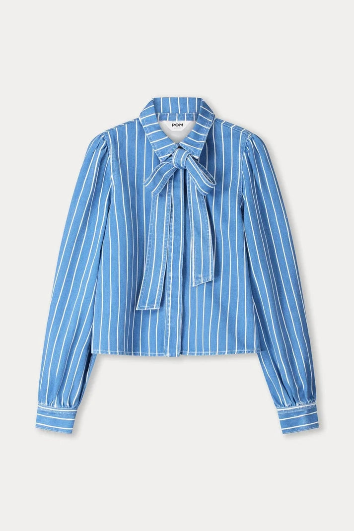 POM AMSTERDAM BLUE STRIPE BLOUSE / DESIGNER CLOTHING GALLERY NZ