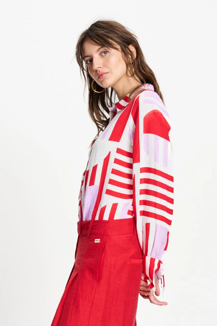 POM SUNDECK RED BLOUSE / DESIGNER CLOTHING GALLERY NZ
