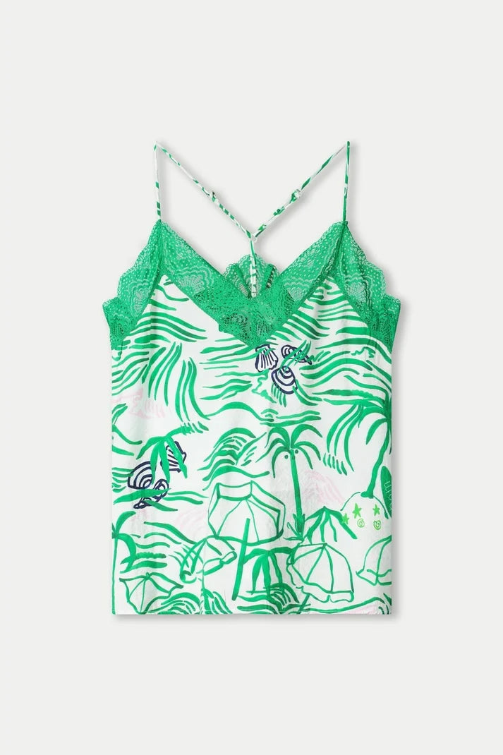 POM TOP CAMI GREEN / DESIGNER CLOTHING GALLERY NZ