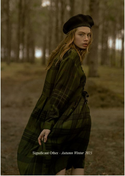 Boyfriend Dress - Forest Green Check