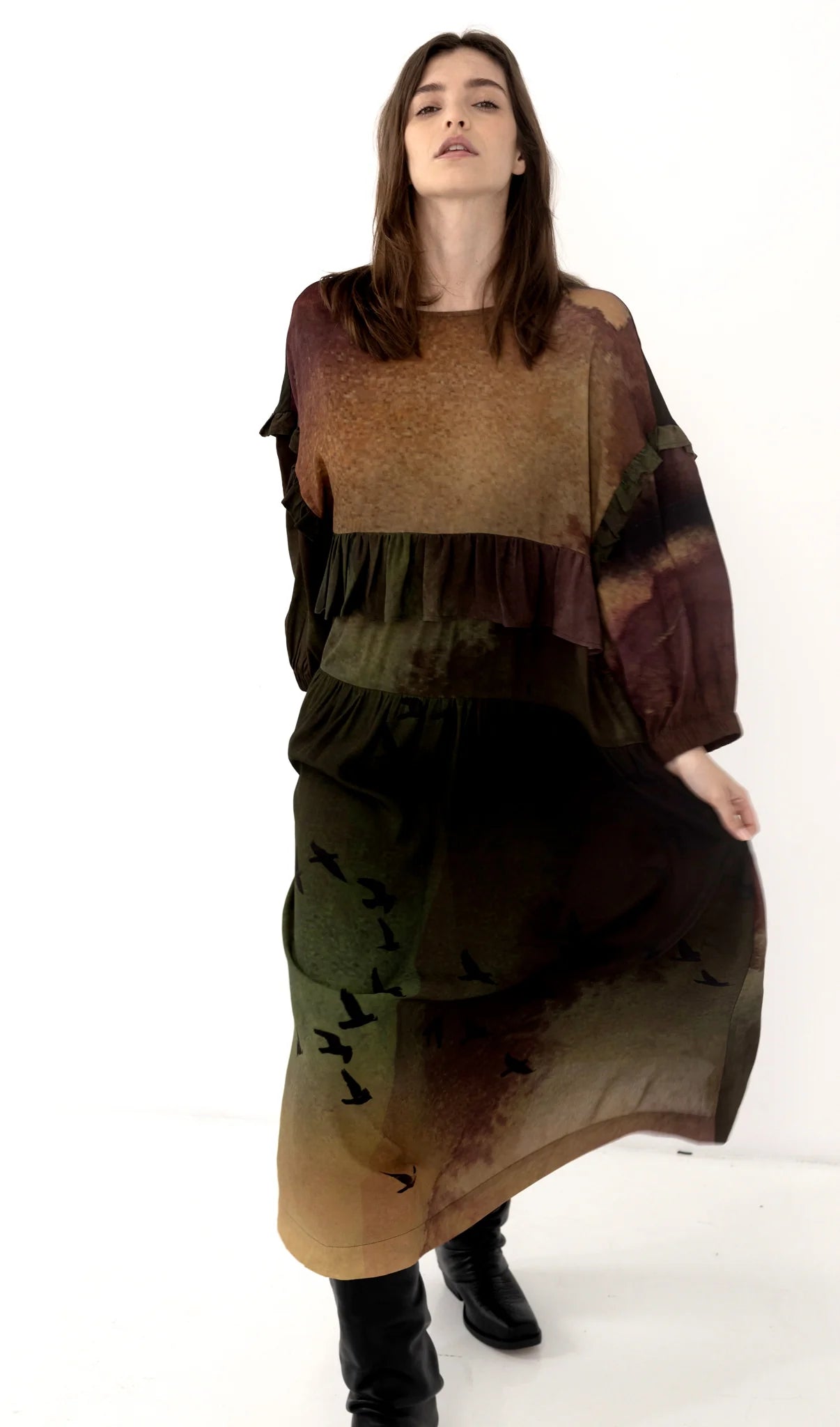 SHADOW DRESS RAINBIRD PRINT