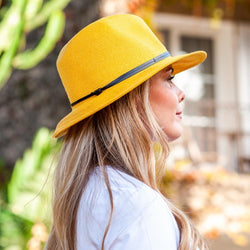 Borsalino Hat Leather Strap Yellow