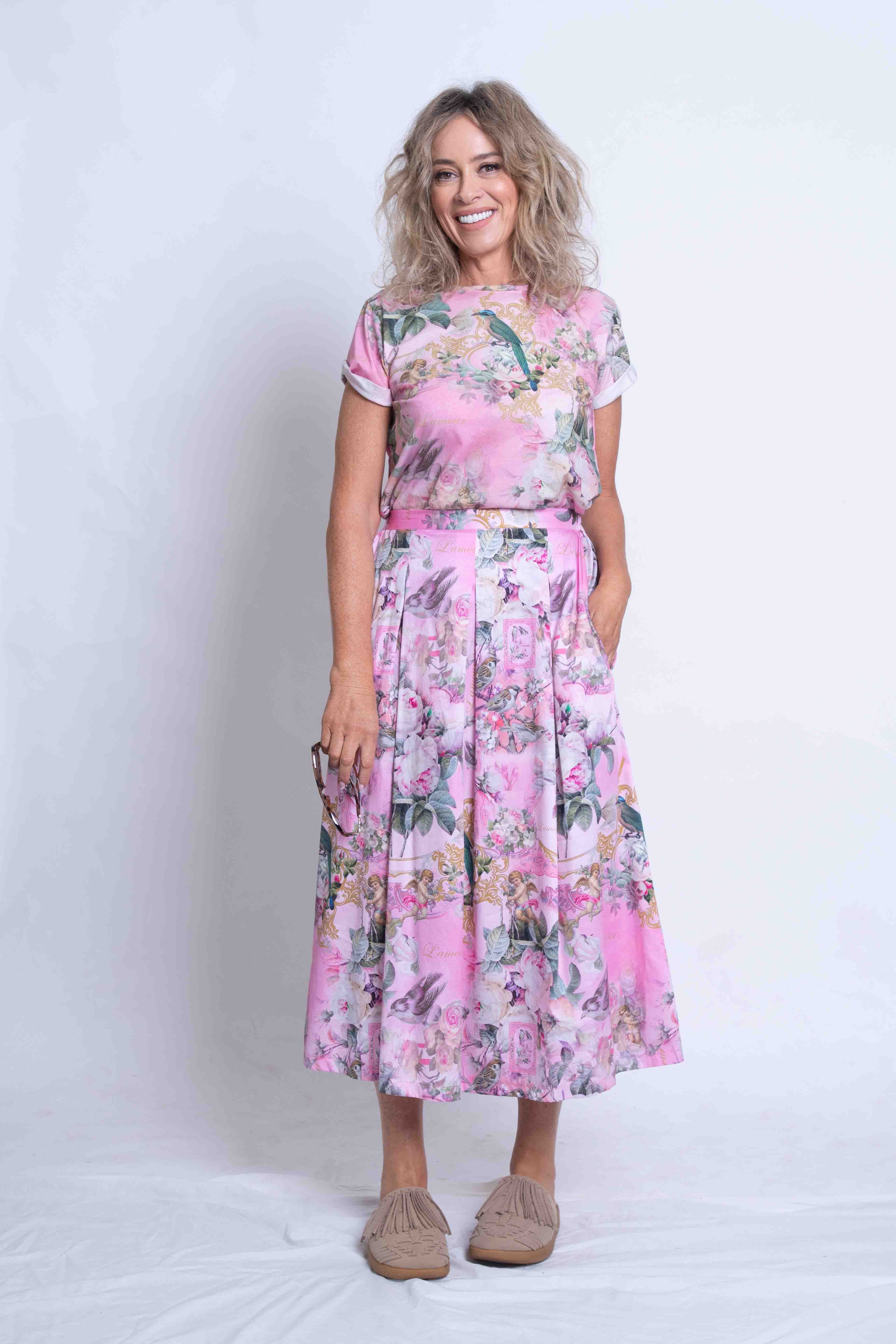 Rococo Print Pleat Skirt