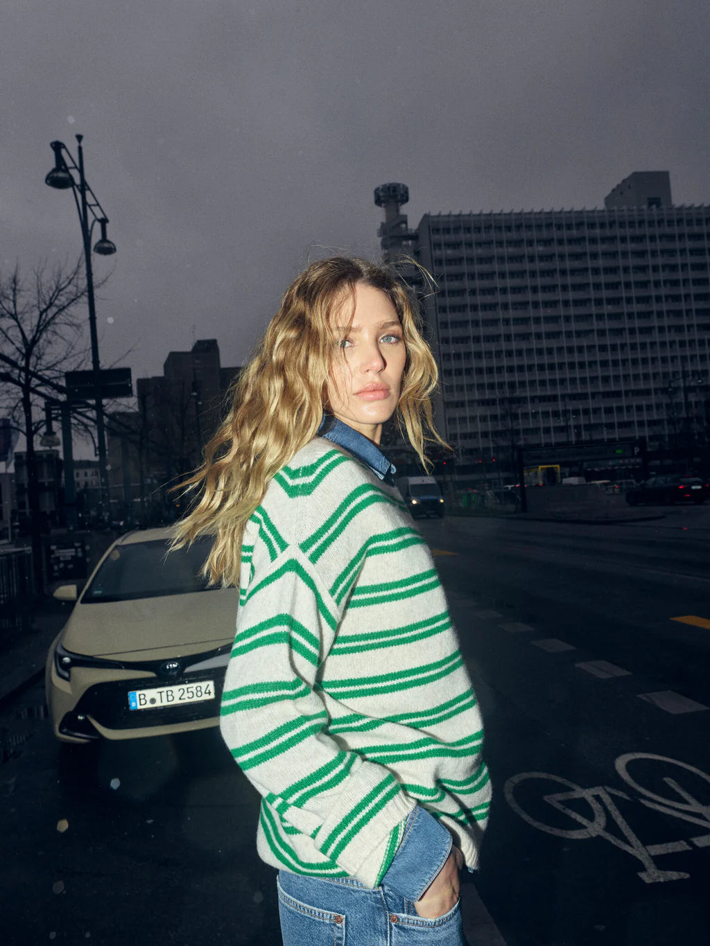 Khai Two Stripe Knit Green