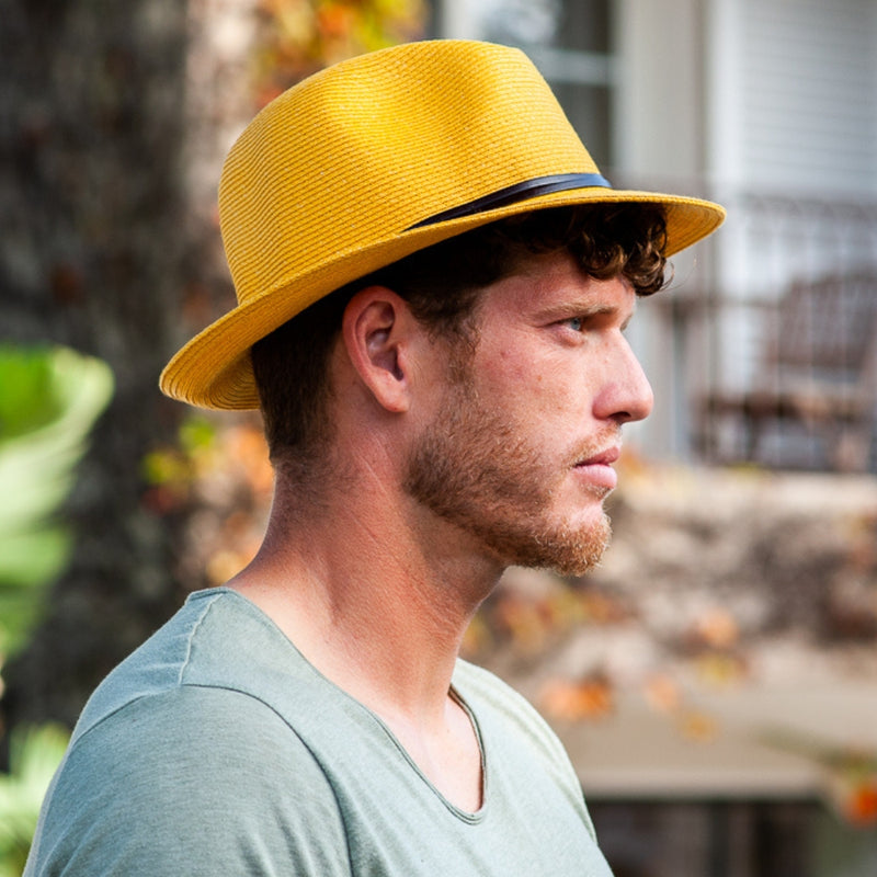 Borsalino Hat Leather Strap Yellow