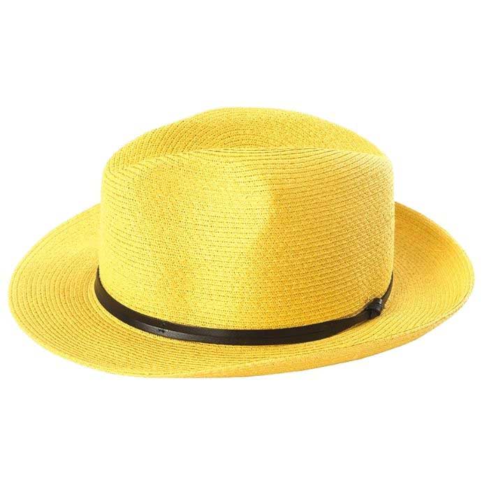 Borsalino Hat Leather Strap Yellow