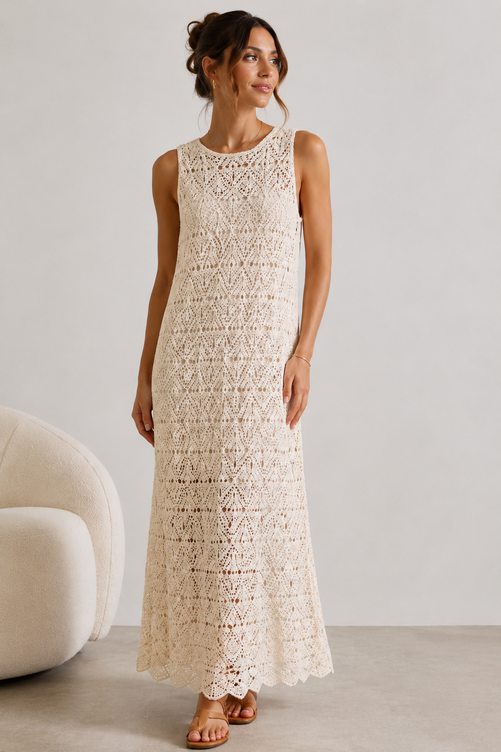 NICE THINGS CROCHET DRESS CREAM / DESIGNER CLOTHING GALLERY NZ