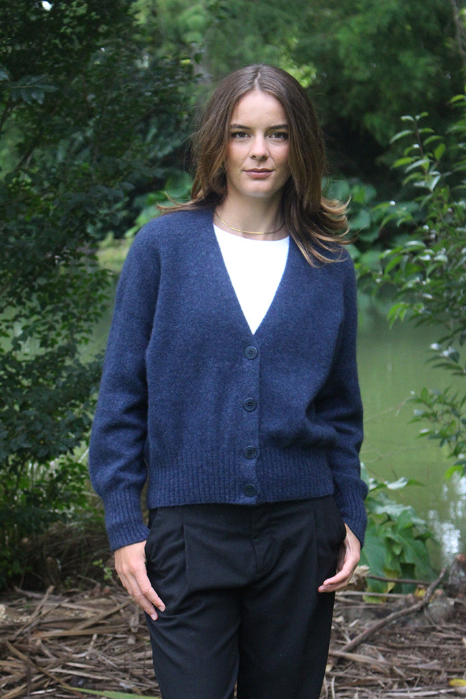 Prime V Neck Cardigan Denim