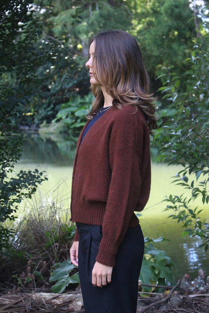 Prime V Neck Cardigan Russet