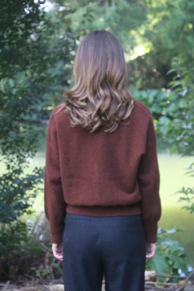 Prime V Neck Cardigan Russet