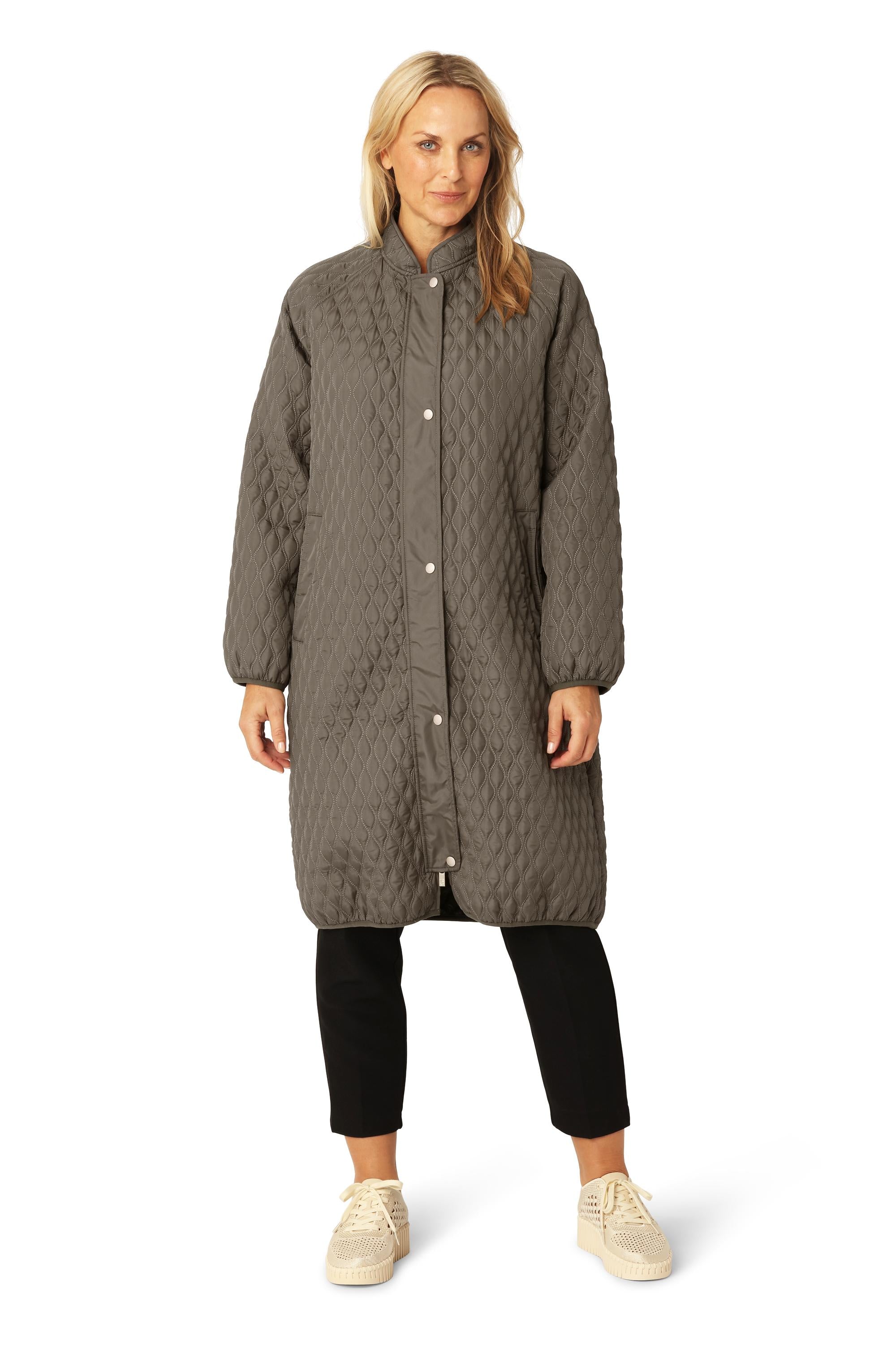 LONG QUILT COAT GREEN