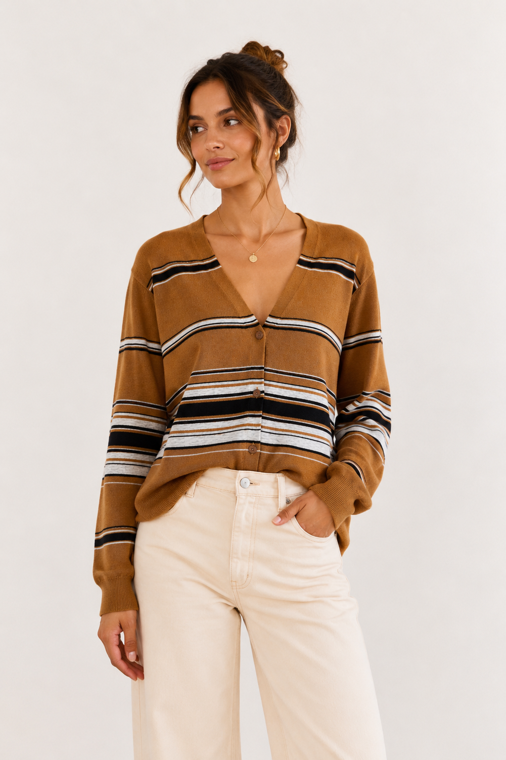 Striped Caramel Cardigan