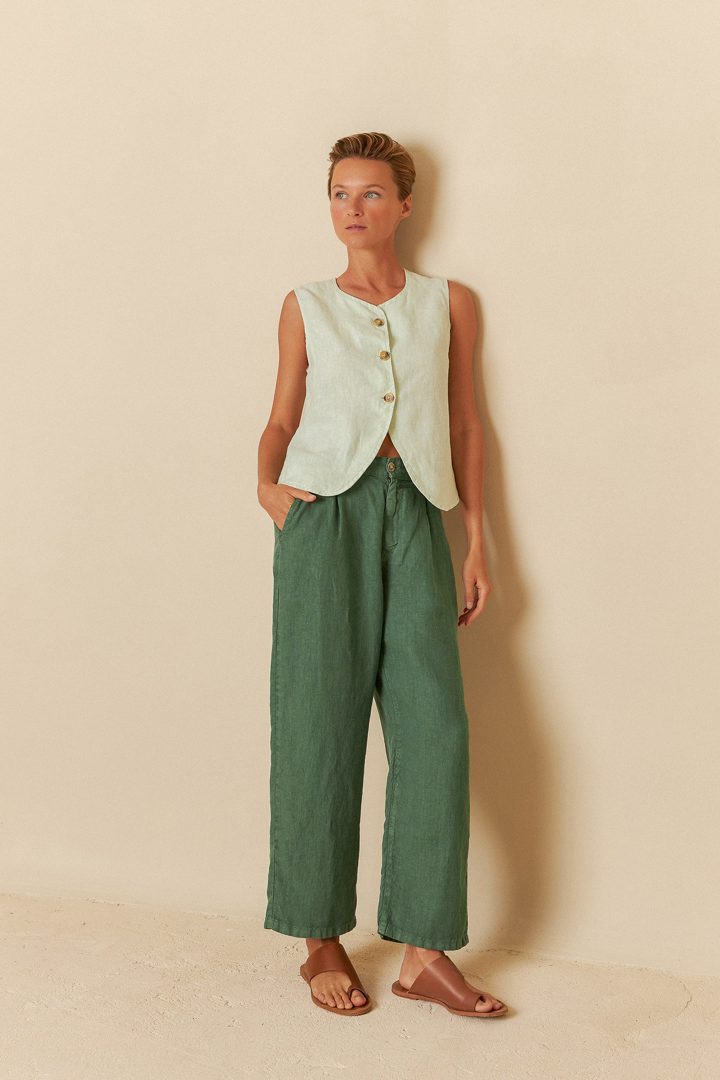 Indi and Cold Green Trousers Designer Clothing Gallery Greytown