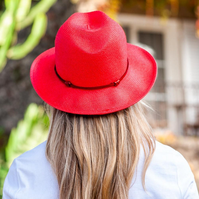 Borsalino Hat Leather Strap Red