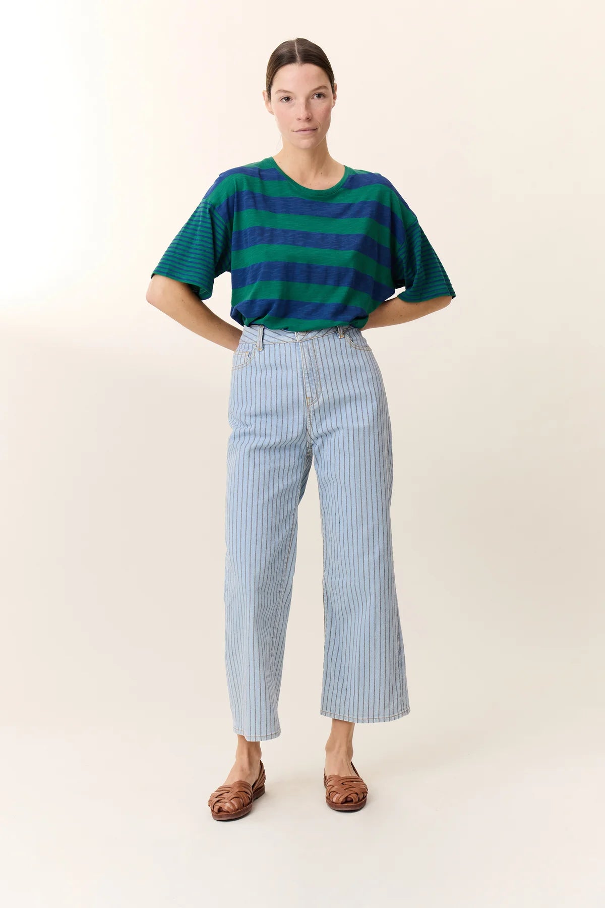 LEON & HARPER BLUE STIPED PANT / DESIGNER CLOTHING GALLERY NZ