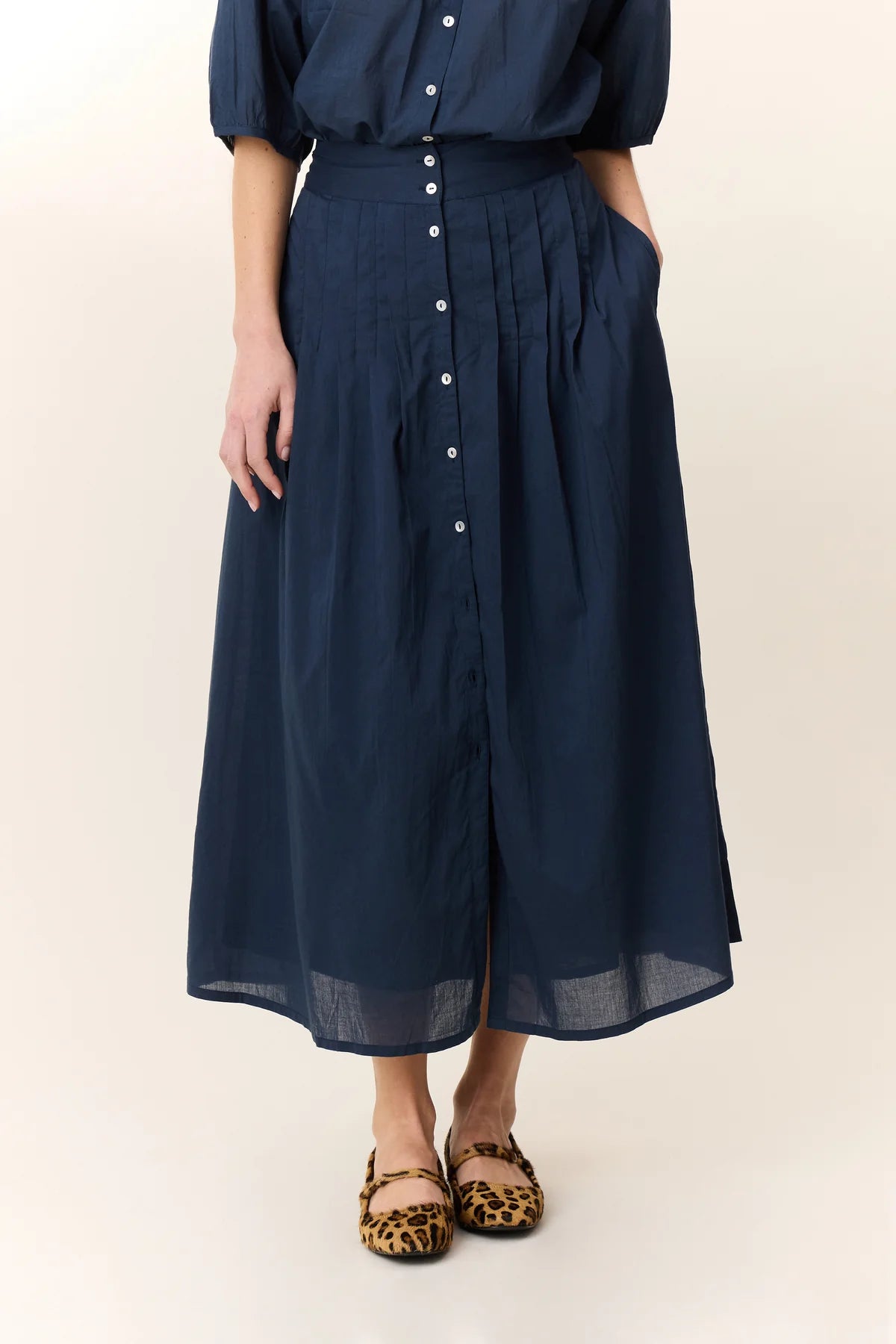 Leon and Harper Navy Skirt Designer Clothing Gallery Greytown