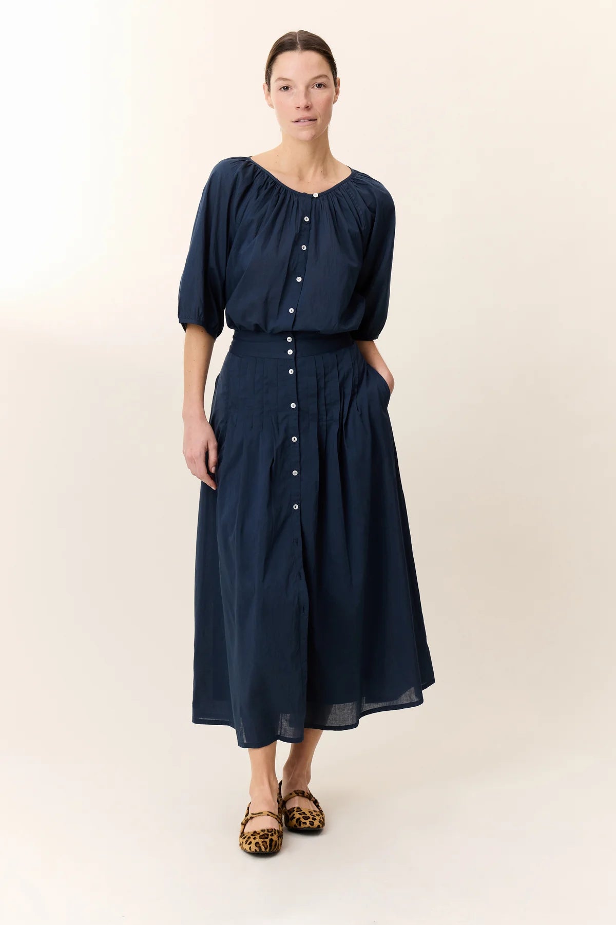 Leon and Harper Navy Skirt Designer Clothing Gallery Greytown