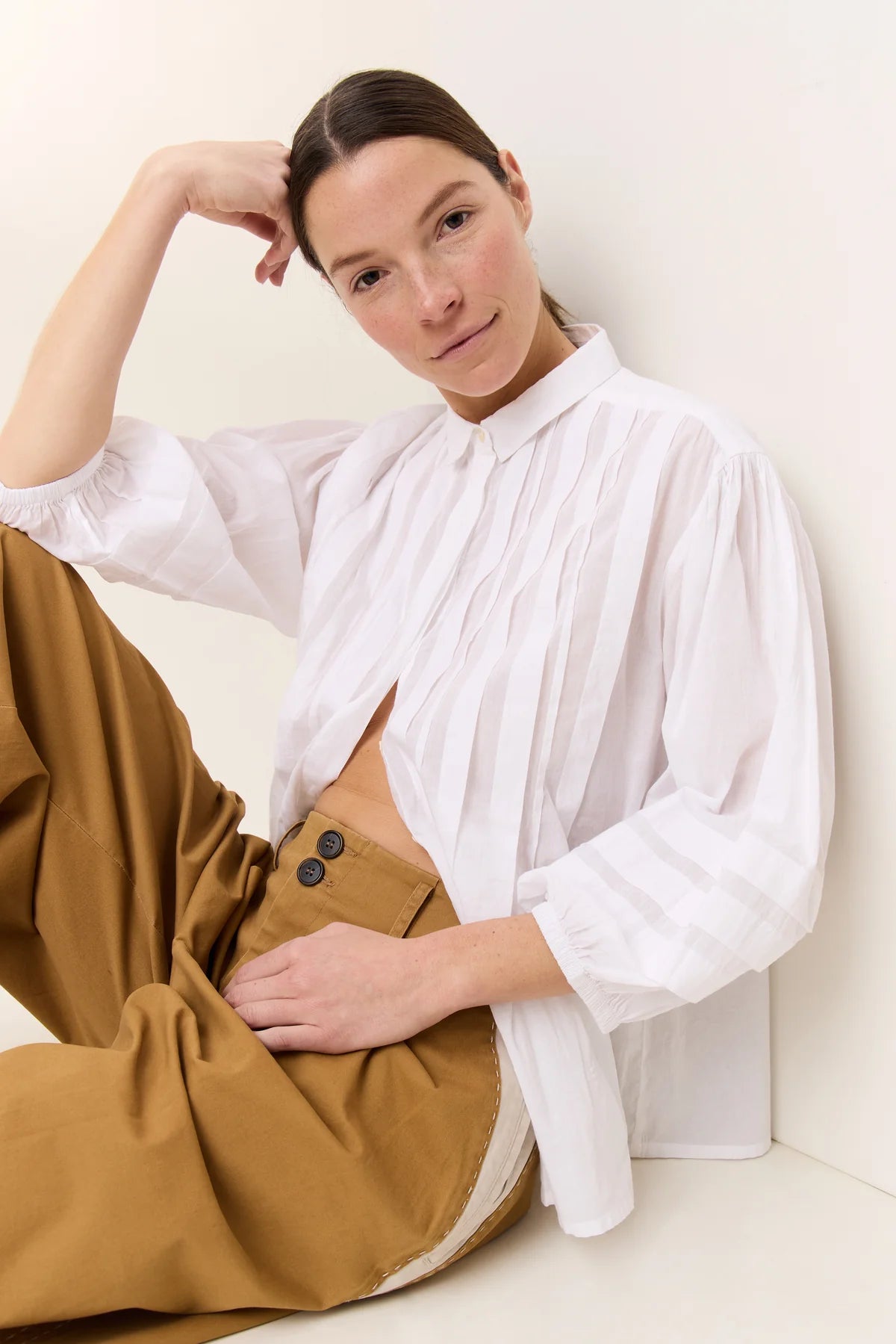 Leon and Harper Pleated Shirt Designer Clothing Gallery Greytown