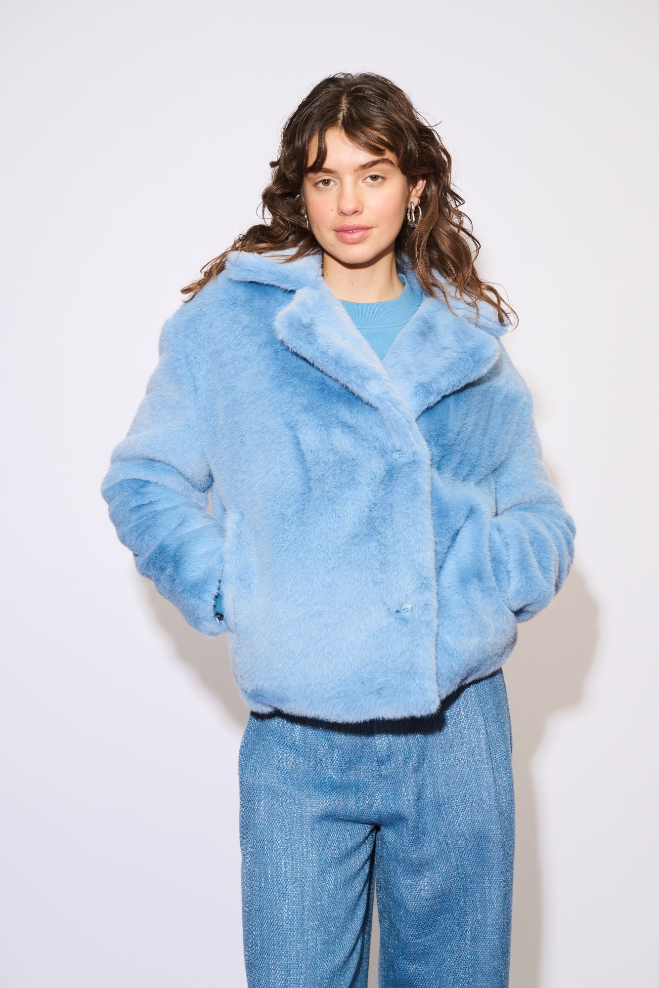 Coat Fur Misty Blue