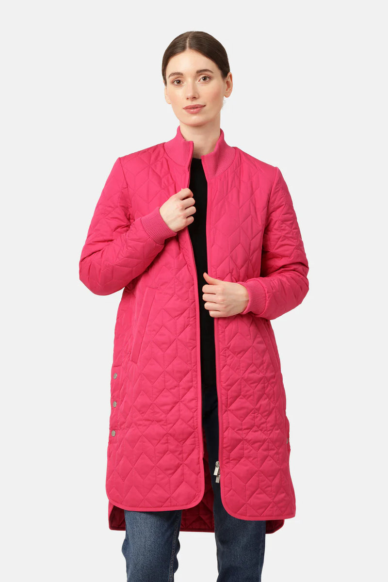 ILSE JACOBSEN Long Quilt Coat Magenta Designer Clothing Gallery Women s Online Designer Clothing