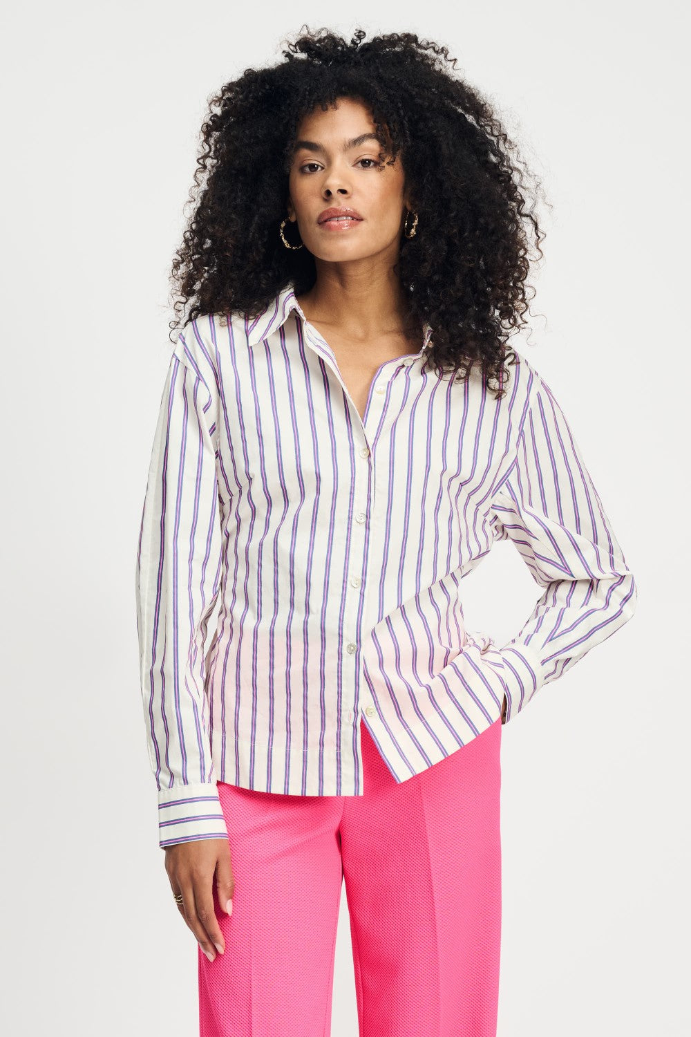 Stripes Poplin Cream Blouse