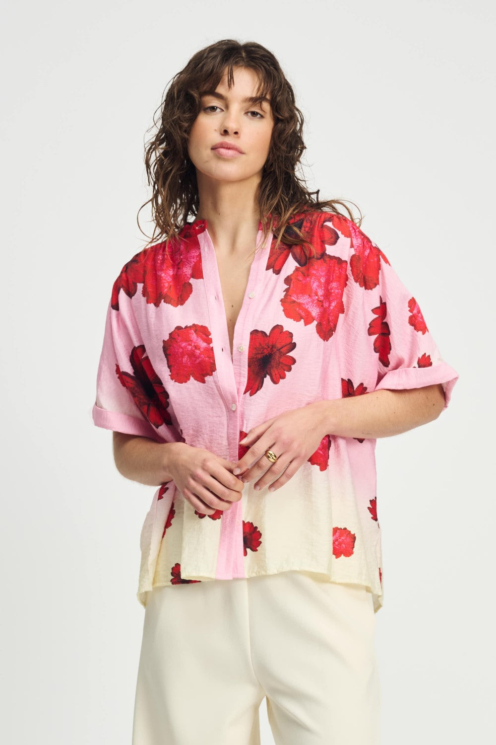 Flower Bouquet Blouse White
