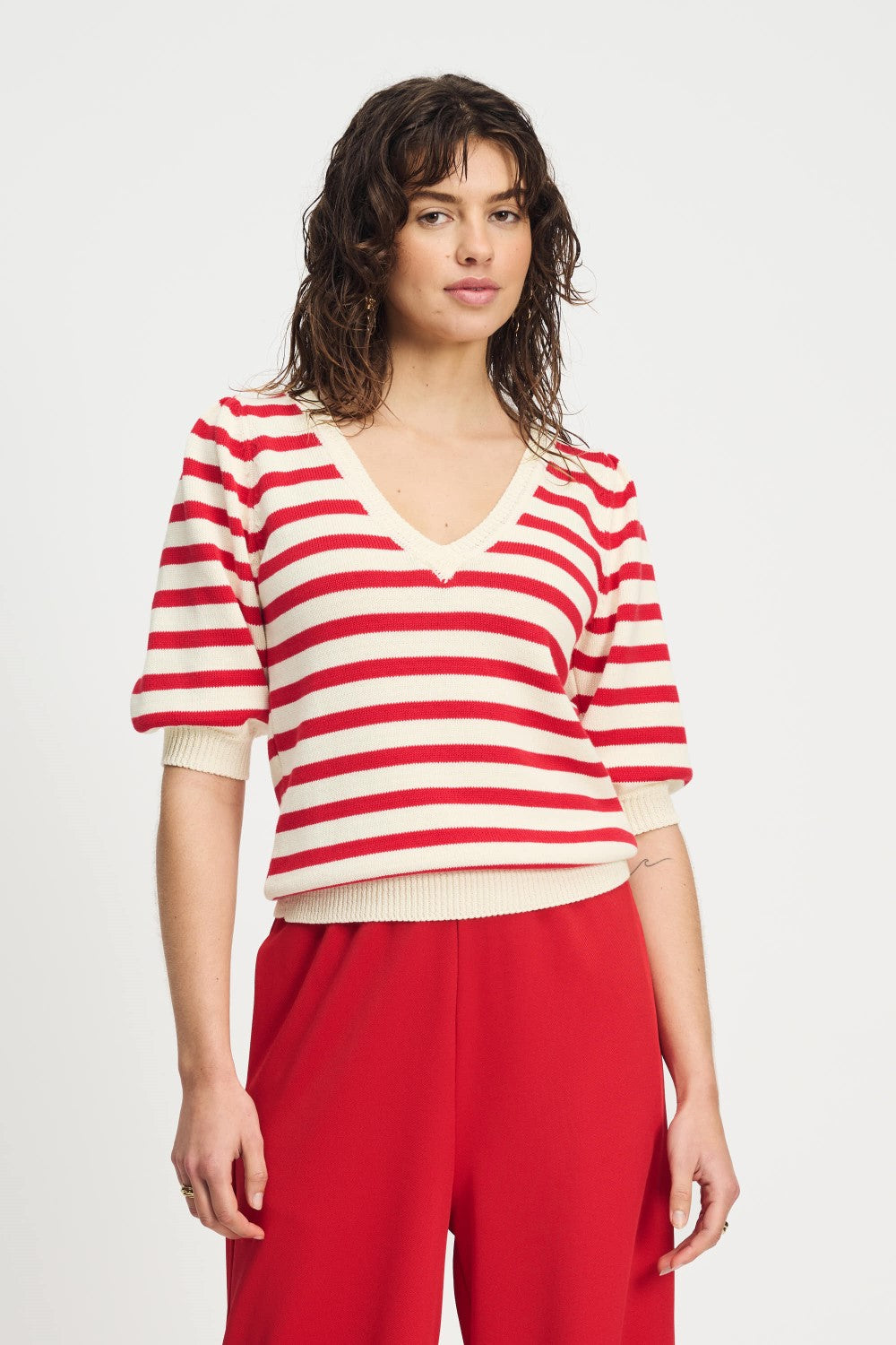 Striped Scarlet Red Pullover