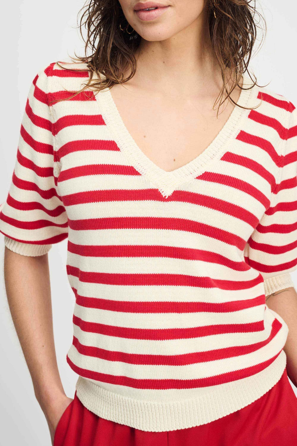 Striped Scarlet Red Pullover