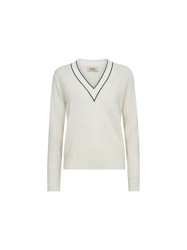 Relena Prep V Neck Knit Ecru