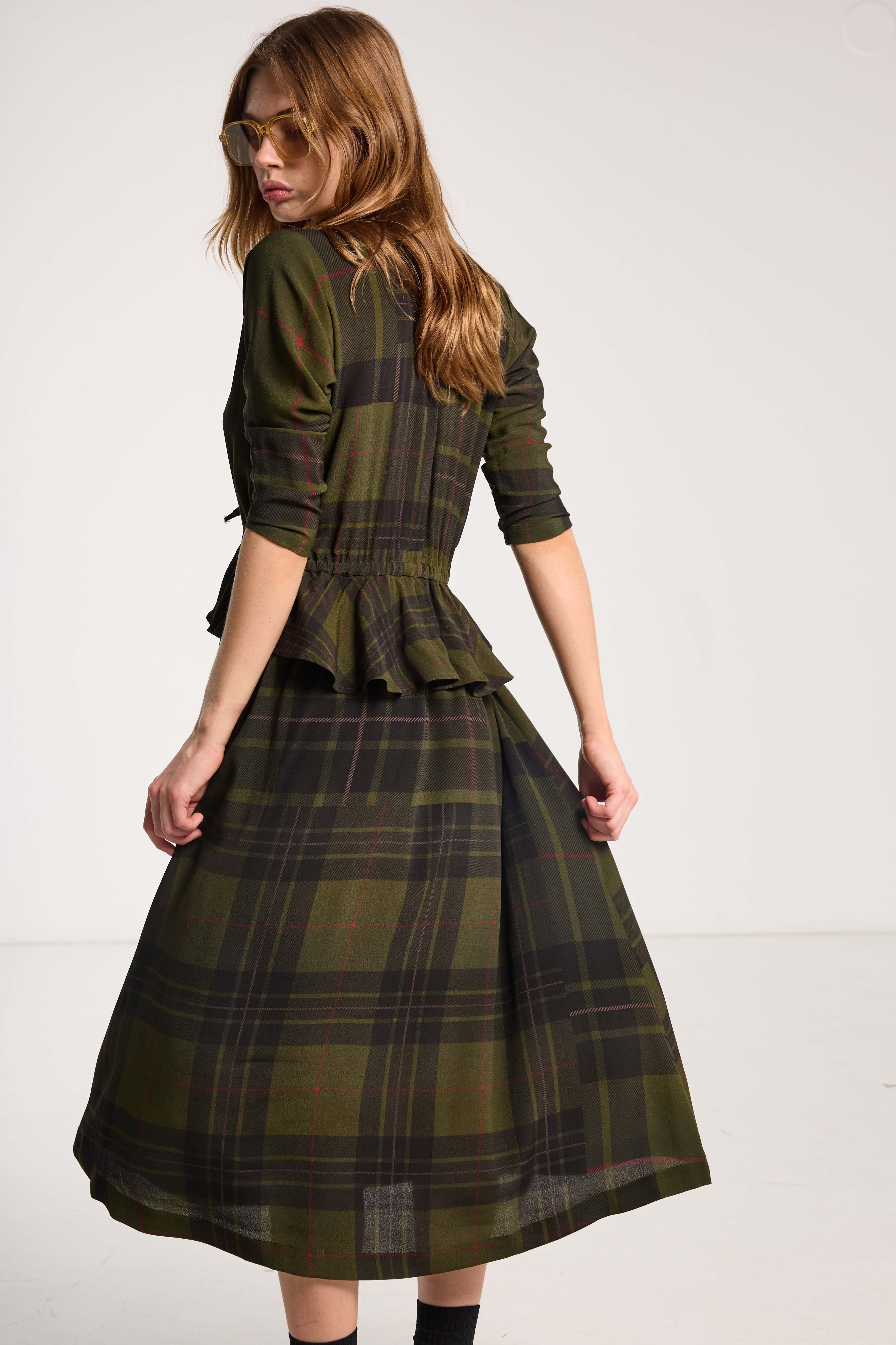 Valentine Dress Forest Green Check