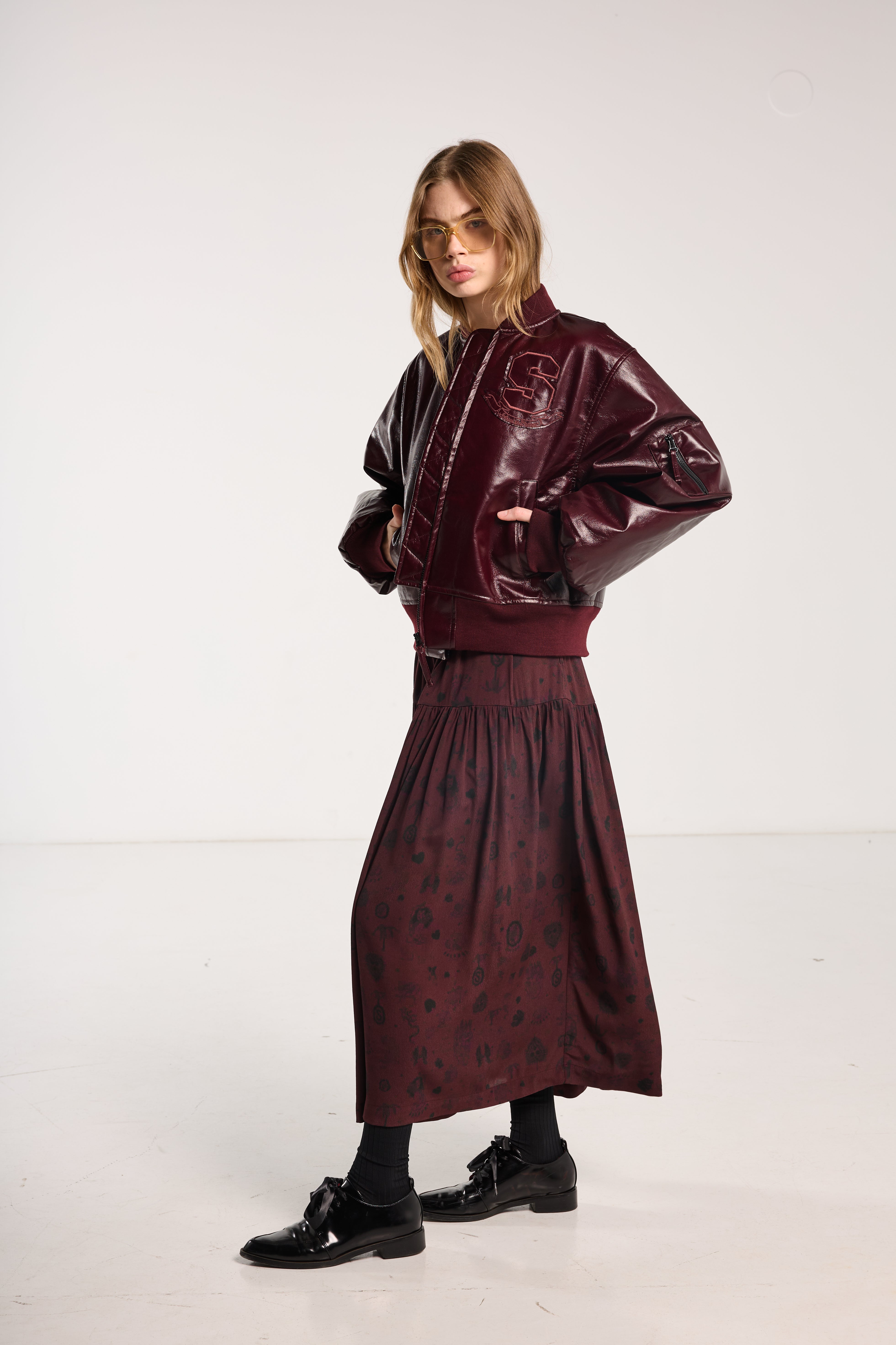 Juliet Bomber Plum Vegan Leather M