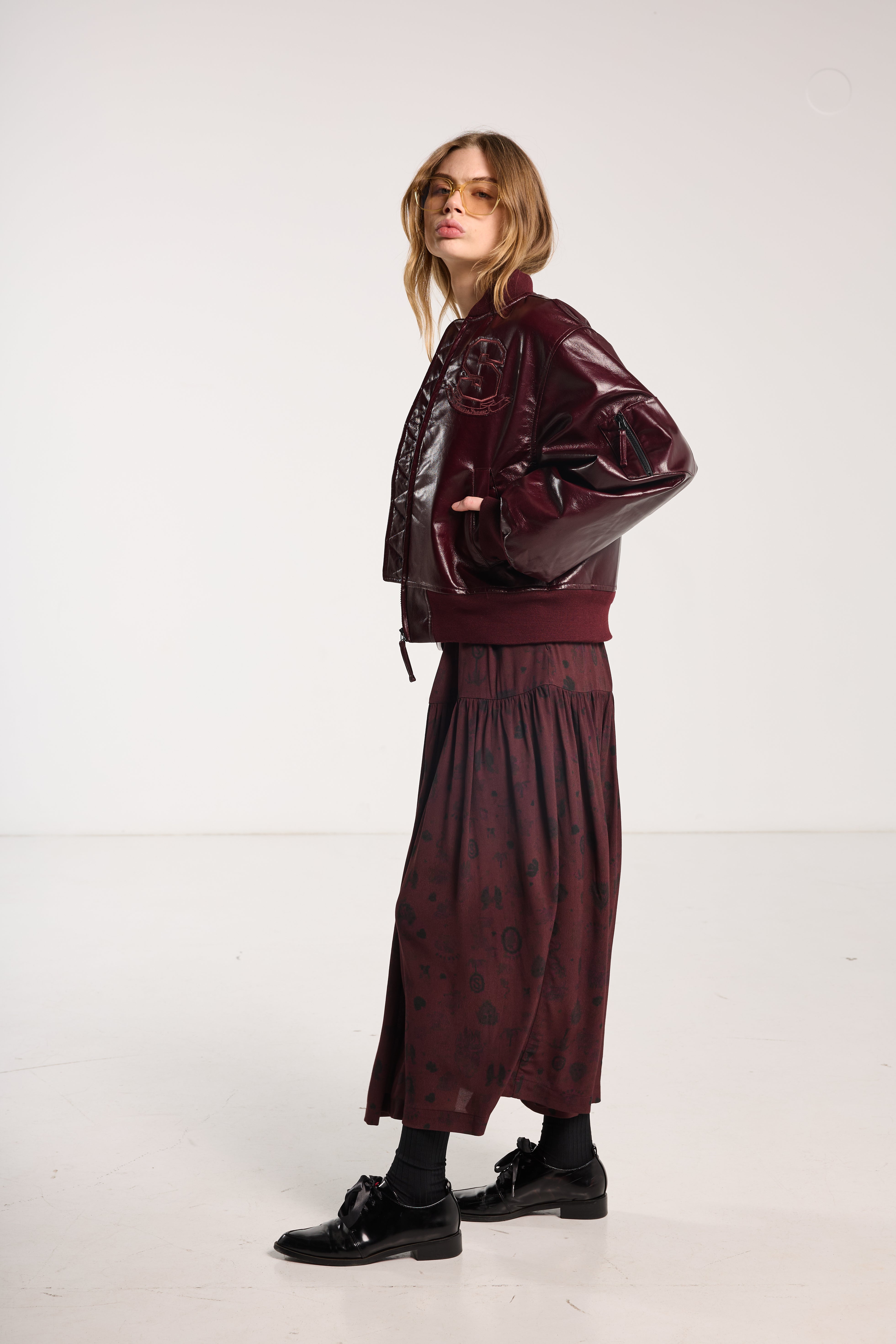 Juliet Bomber Plum Vegan Leather M
