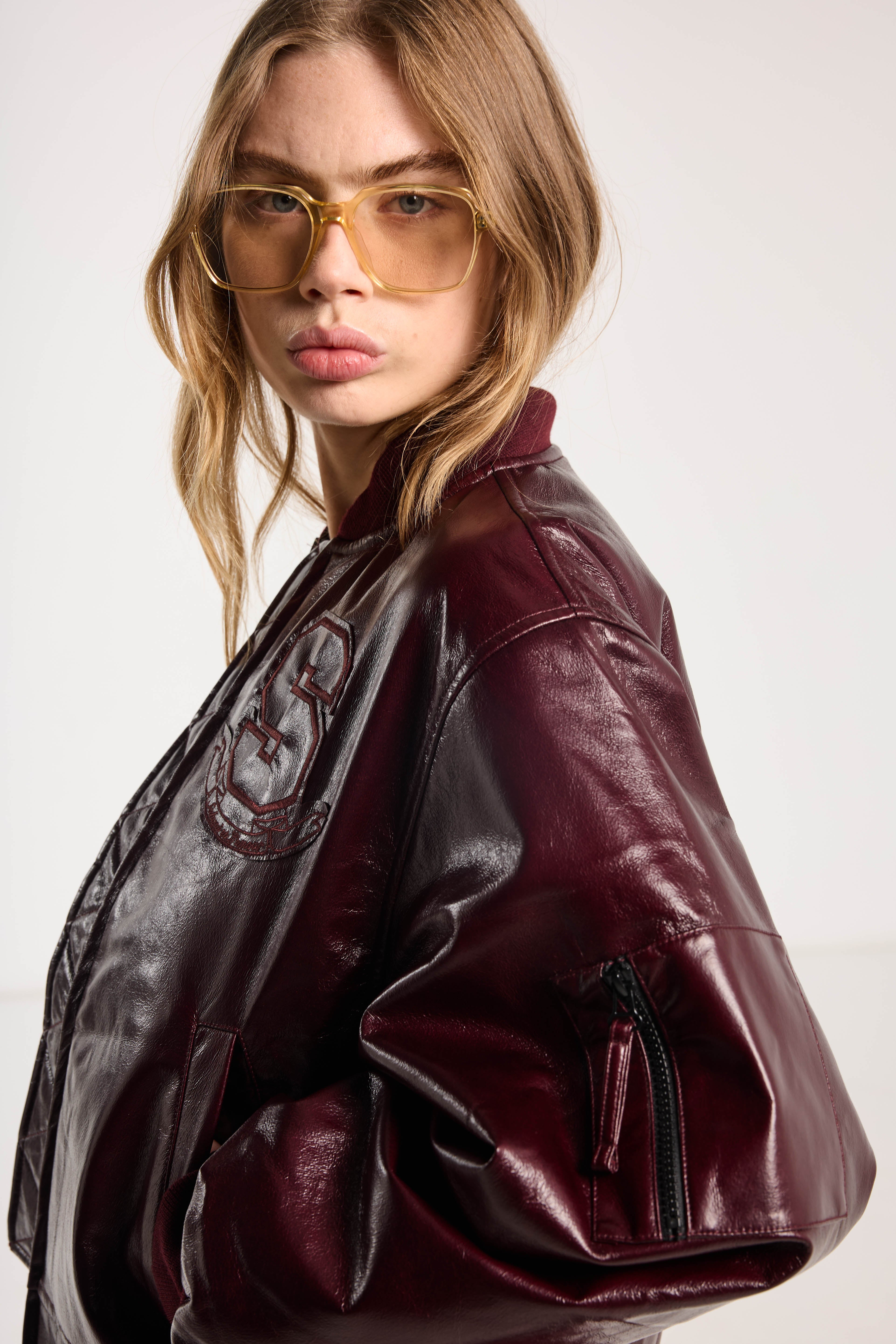 Juliet Bomber Plum Vegan Leather M